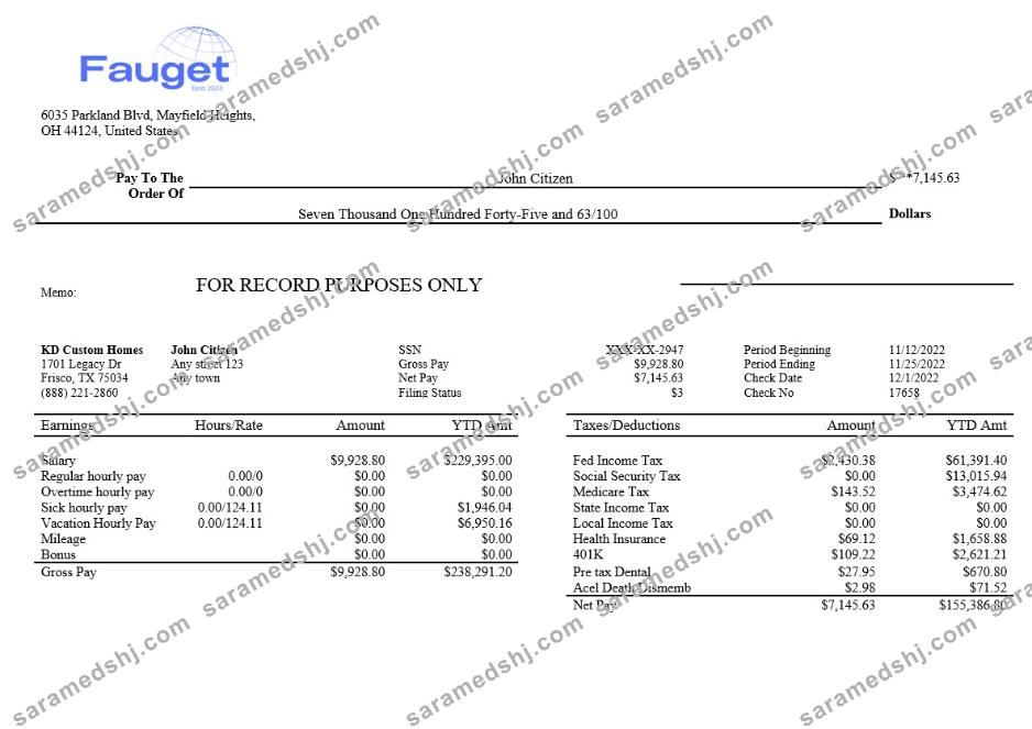 information corporation editable payroll in Word and PDF formats